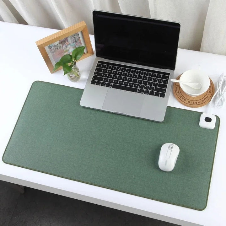 Versatile heated desk pad, an essential office accessory & desk warmer improving workspace comfort & productivity.
