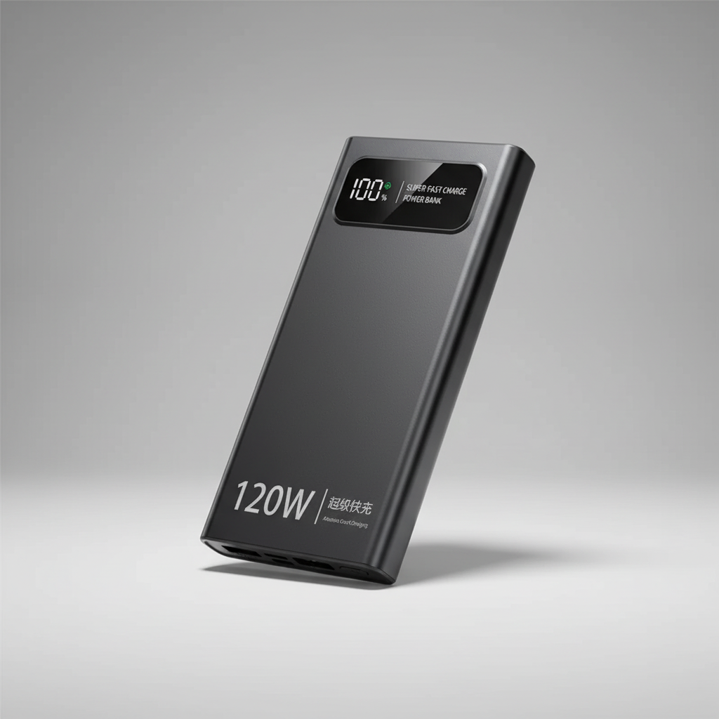 Super fast 120W portable charger, a universal power bank for rapid device charging.