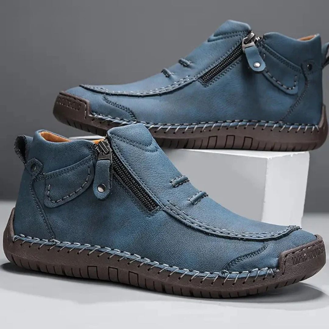 Comfortable men's orthopedic walking boots, featuring a side zip for easy on and off.