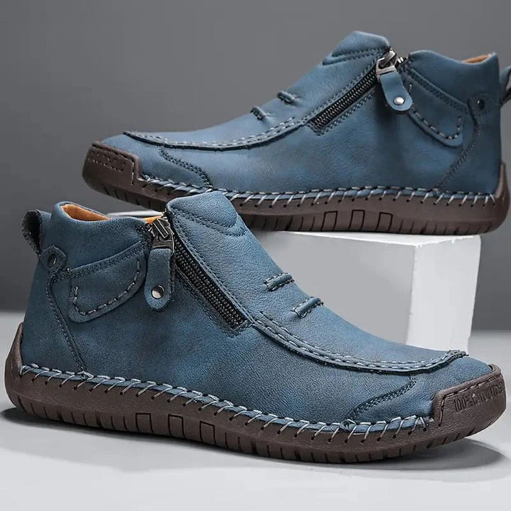 Comfortable men's orthopedic walking boots, featuring a side zip for easy on and off.