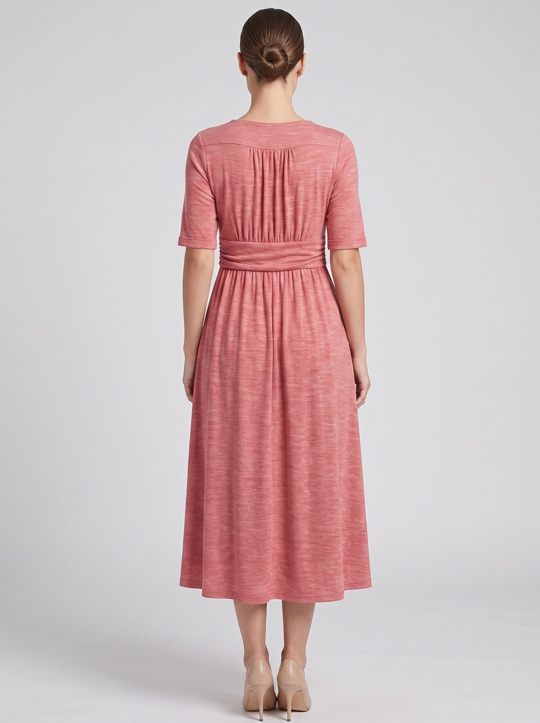 Versatile V-neck wrap maxi dress, short sleeve, elegant summer style for women, ideal for various looks.