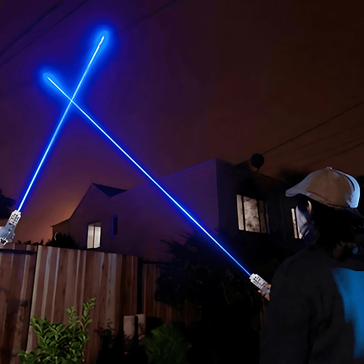 Portable high power blue laser pointer. Long distance, powerful beam for astronomy, outdoor signaling & educational use.