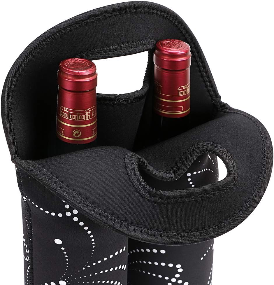 Secure dual wine bottle cooler, insulated for travel, picnics, and safe transport of wine.
