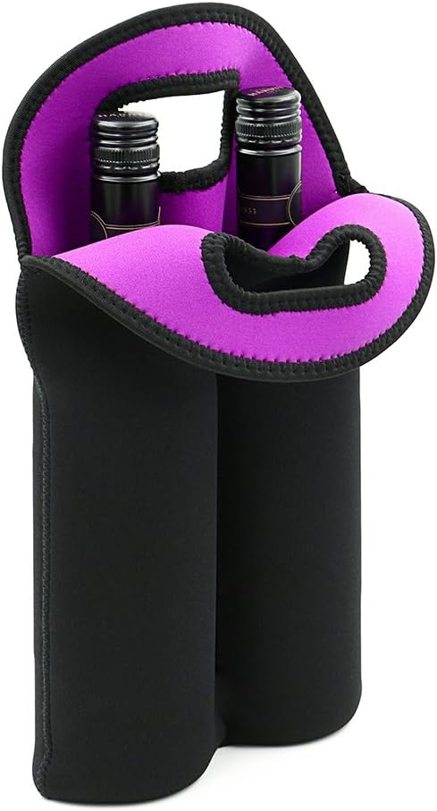 Protective dual wine bottle carrier, insulated design for safe and cool transport.
