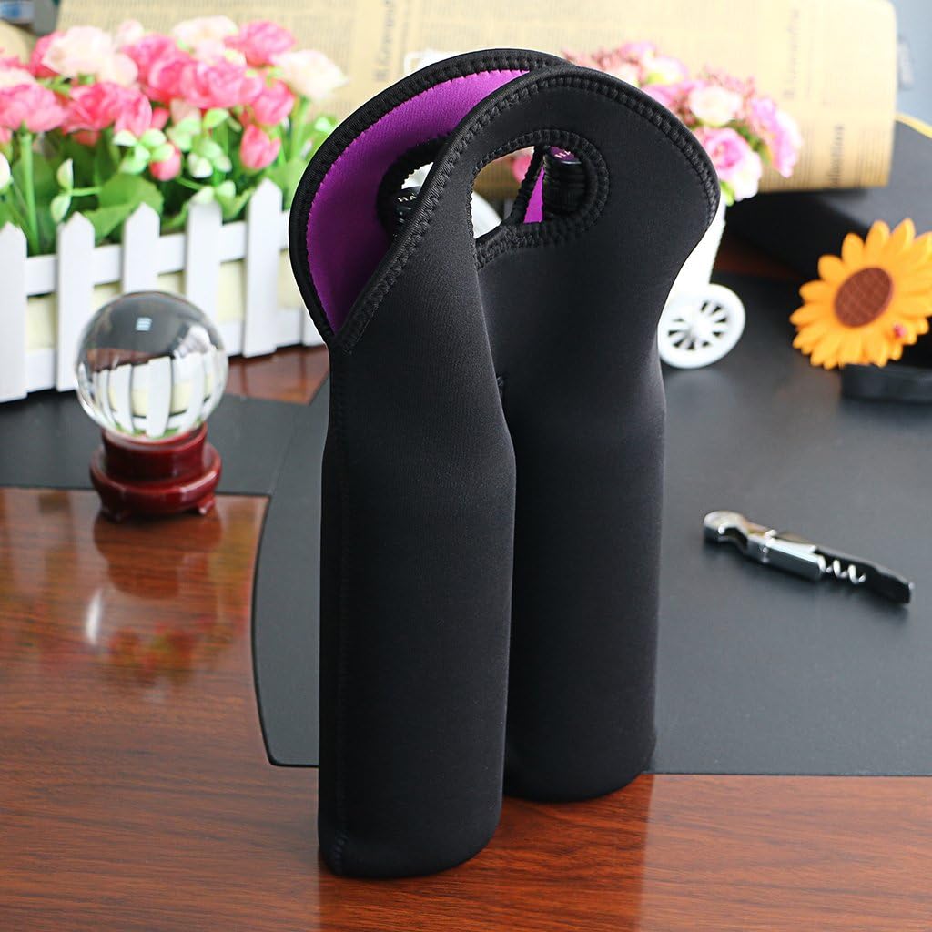 Unisex portable wine cooler bag, holds two bottles, great for beach or park trips.