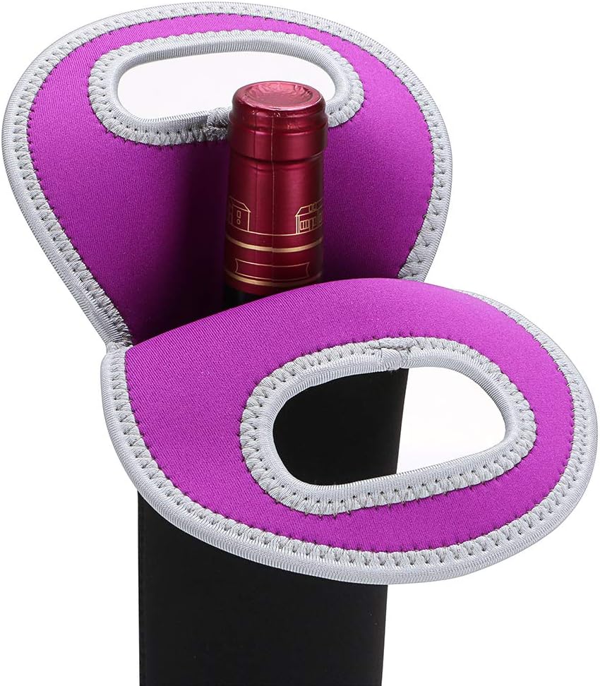 Black neoprene dual wine bottle tote, a portable drink cooler for outdoor adventures.