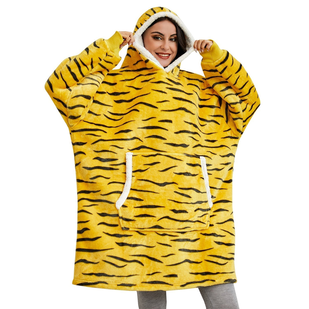 Experience deep relaxation with this warm wearable blanket hoodie.