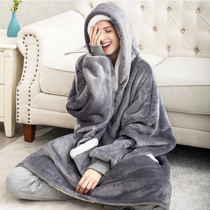 Unisex oversized wearable blanket hoodie for ultimate cozy comfort and warmth.