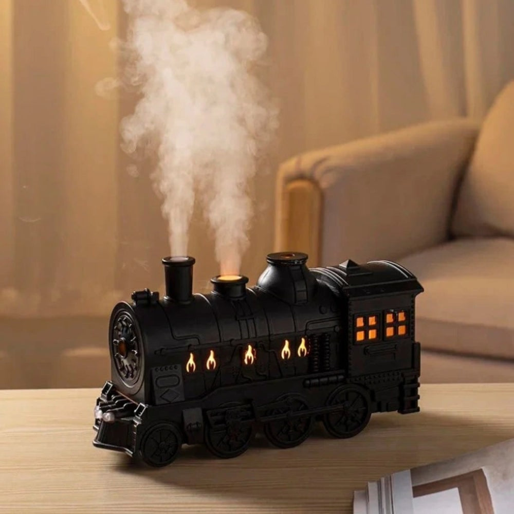 USB-powered decorative train humidifier & essential oil diffuser, a charming LED home decor object.