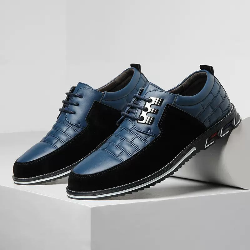 Men's polished panelled lace-up orthopedic shoes for comfortable daily wear. Supportive and stylish men's footwear.