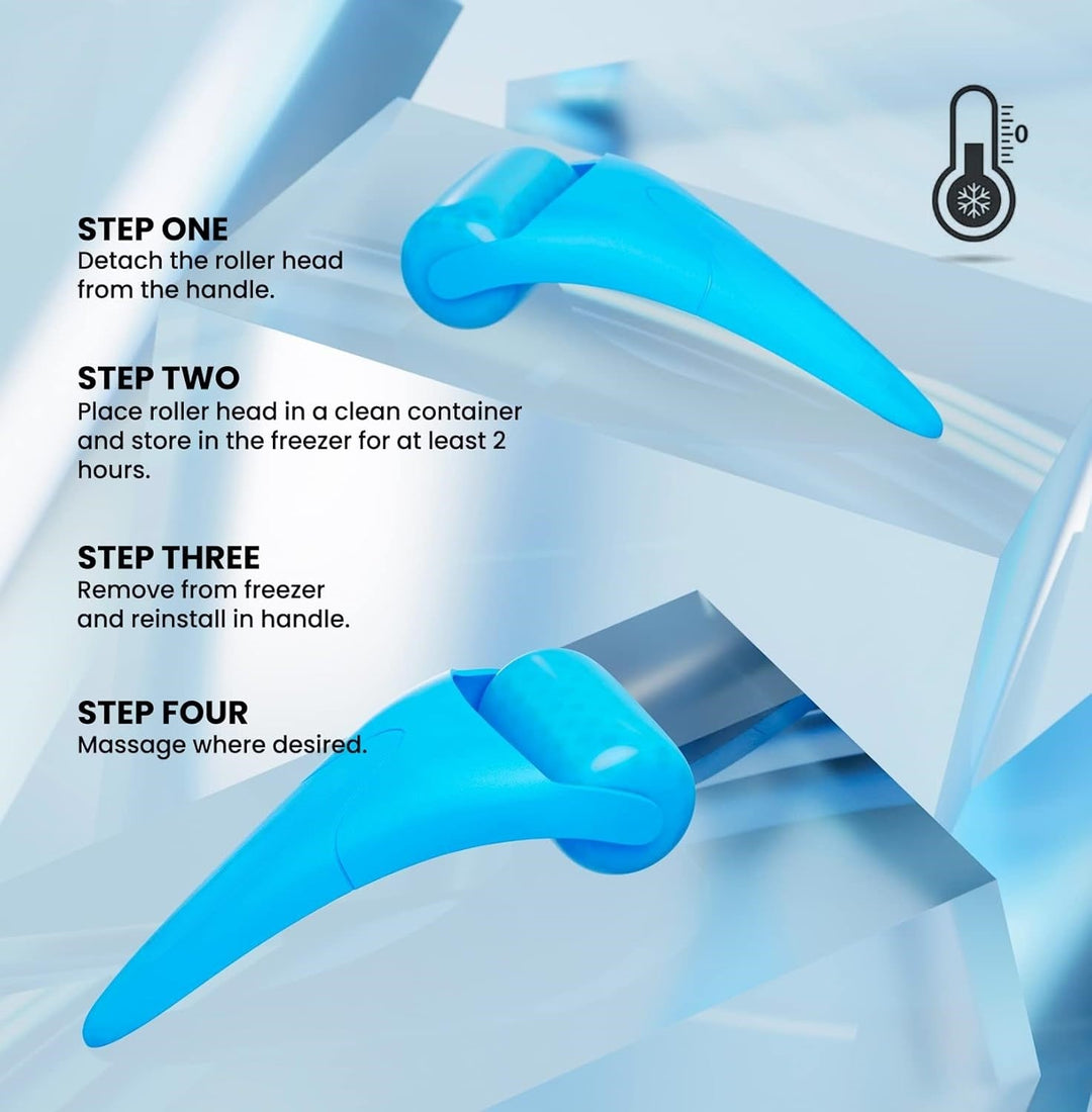 Unisex facial tool: ice roller to reduce puffiness, fine lines & promote skin glow.
