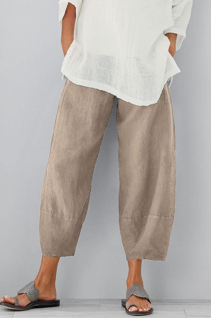 Versatile pull-on loose fit wide leg cropped pants for women, offering relaxed comfort & chic casual style.