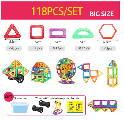Kids' educational magnetic building blocks set, promoting STEM learning & child development for ages 3 up.