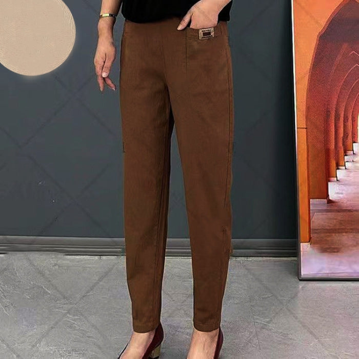 Women's relaxed fit straight leg pants in black, versatile for casual and everyday outfits.