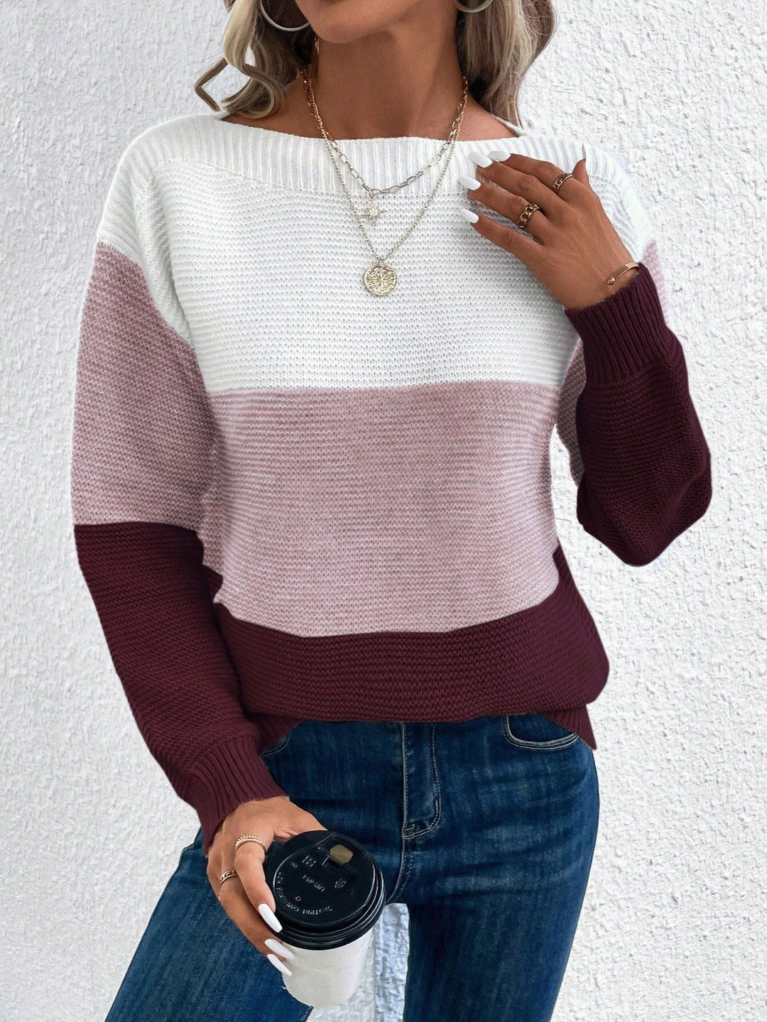 Soft cozy knit women's sweater, perfect comfort pullover for casual everyday style.