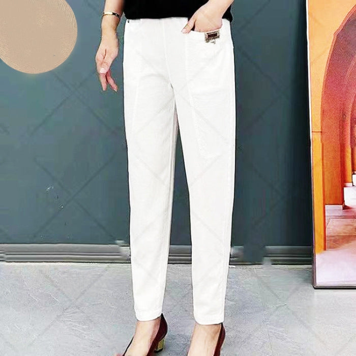 Modern women's relaxed fit straight leg pants, combining comfort with versatile casual fashion.