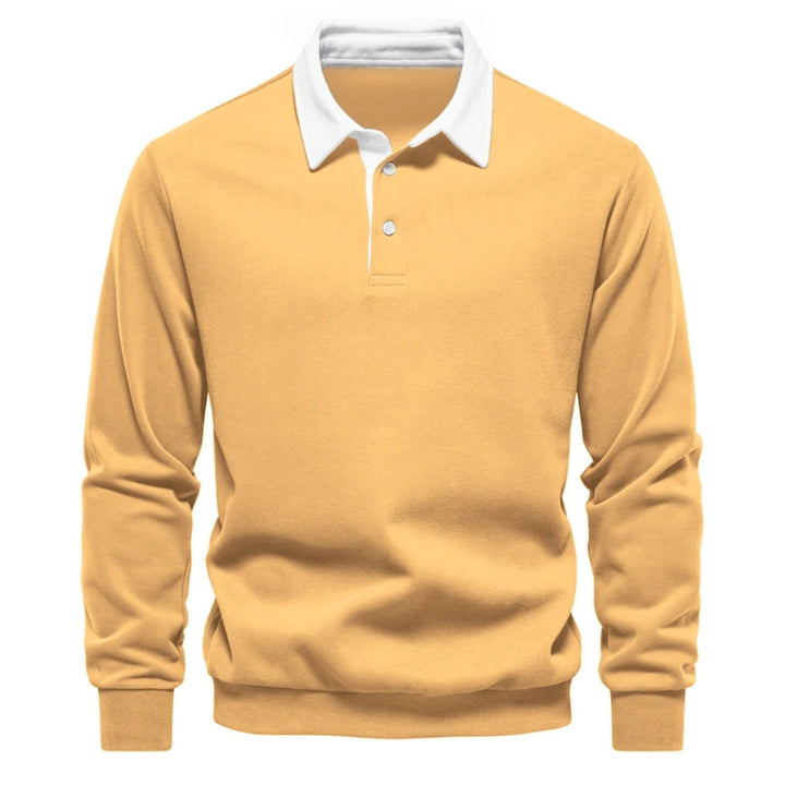 Men's casual long sleeve knit polo sweater, a classic pullover offering comfort & versatile style.