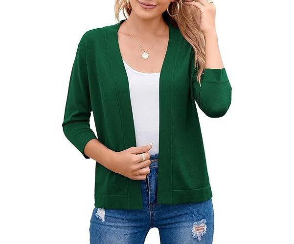 Stylish women's open-front cardigan, a cozy and lightweight layering sweater for varied outfits.