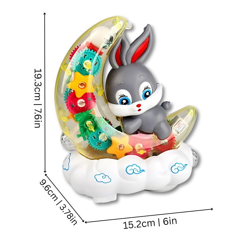 Cute dancing bunny toy for toddlers. Features bright lights, music, & interactive play to engage kids' sensory development.