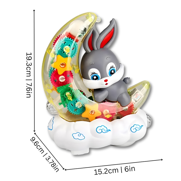 Cute dancing bunny toy for toddlers. Features bright lights, music, & interactive play to engage kids' sensory development.