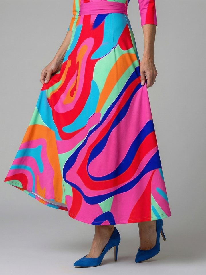 Casual yet elegant women's floral wrap midi dress. Perfect for relaxed summer days or garden parties.