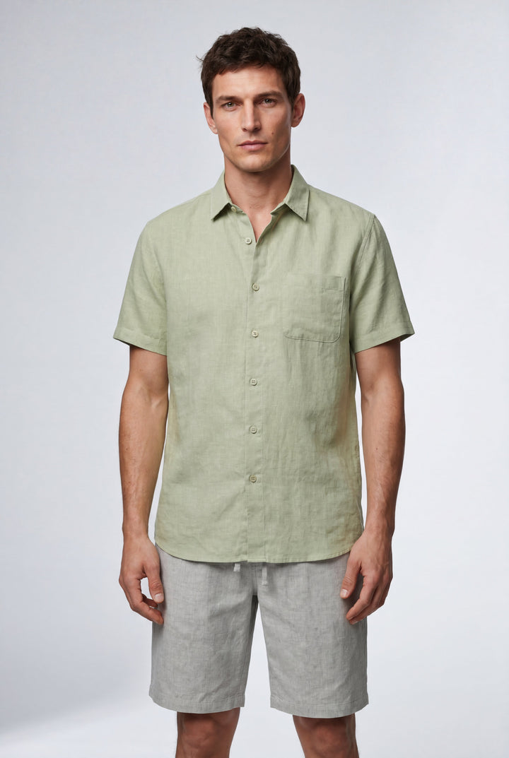 Soft men's linen drawstring shorts, relaxed fit for cosy warm weather comfort.