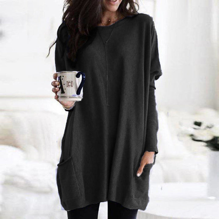 Women's round neck long sleeve tunic top, a versatile and comfortable everyday piece.