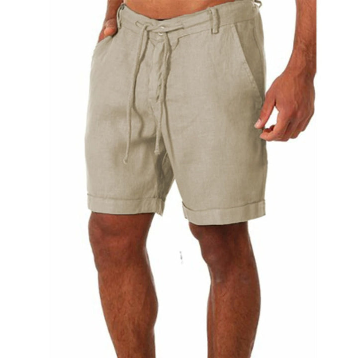Men's relaxed fit drawstring summer shorts in a light color, perfect for casual wear & warm weather comfort.