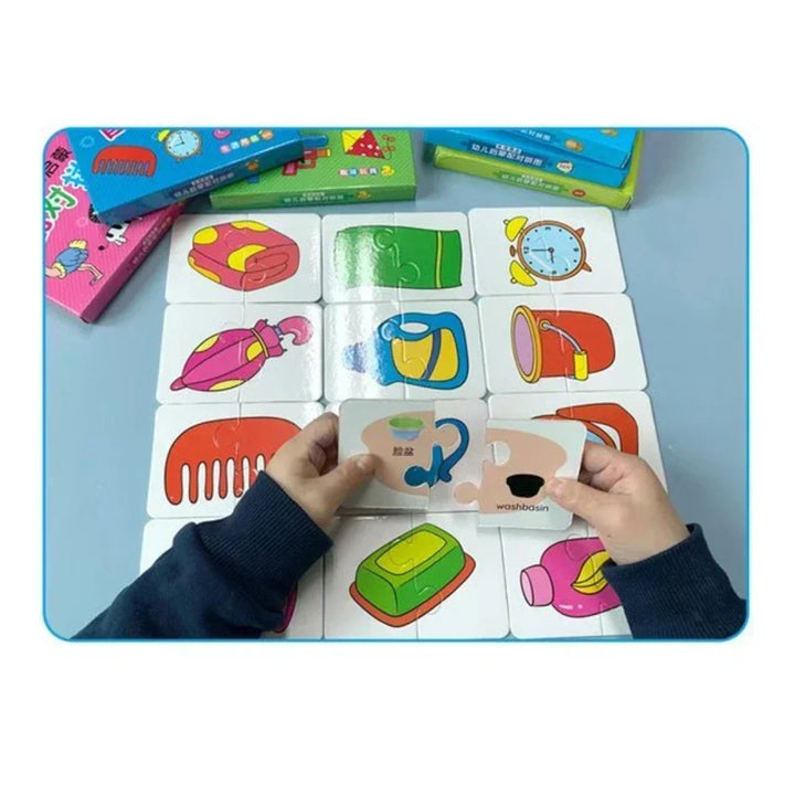 Themed memory puzzle game with playful illustrations, ideal for children's learning and memory boost.
