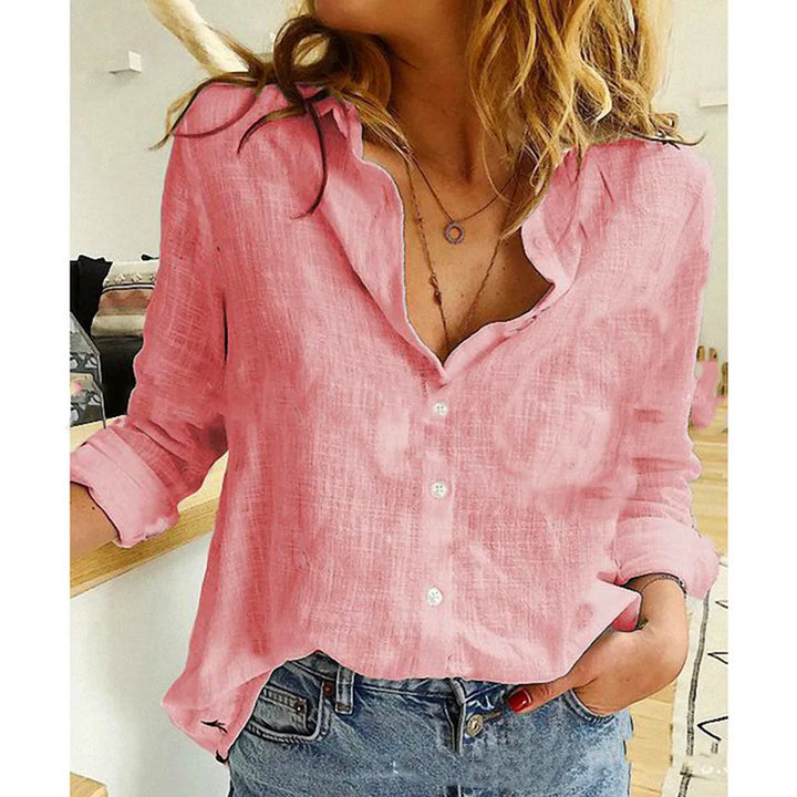 Women's casual bird print button-down shirt, long sleeves. Lightweight fabric, versatile.