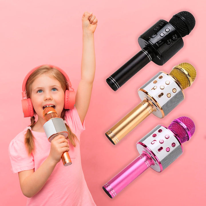 High-quality portable Bluetooth karaoke microphone & speaker, perfect for clear audio and wireless singing.