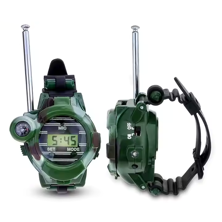 Explorer kids' watch with walkie talkie. Camouflage design for outdoor adventure & communication.