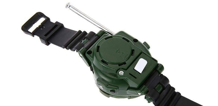 Kids' walkie talkie watch. Camouflage outdoor adventure gear, communication device for young explorers.
