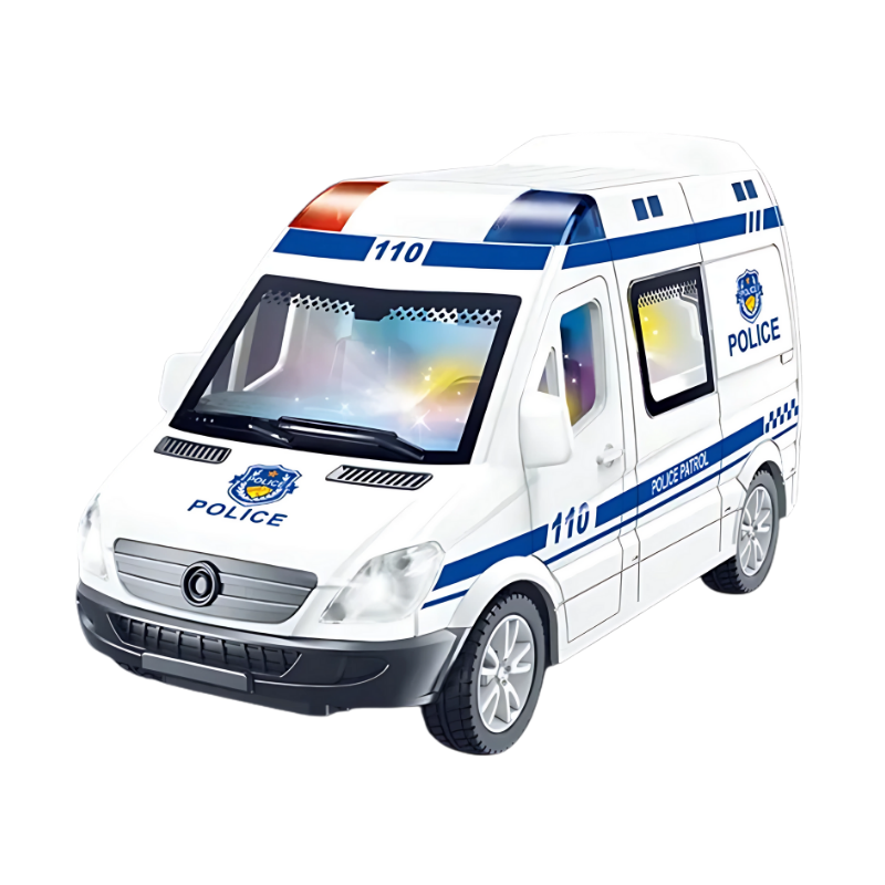 Children's rescue vehicle toy, a police car & ambulance with lights & sounds for engaging role play.