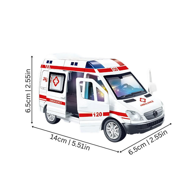Kids' rescue vehicle toy with vibrant lights & realistic sounds, ideal for fun and educational role play.