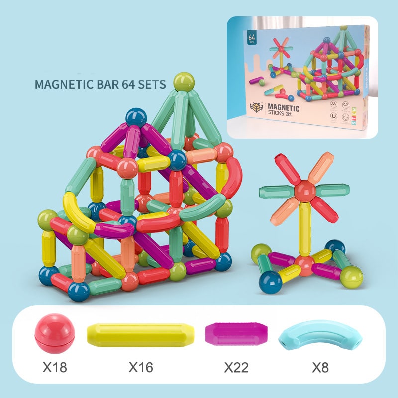 Magnetic blocks & sticks construction kit, a fun educational gift for kids, fostering creative building.
