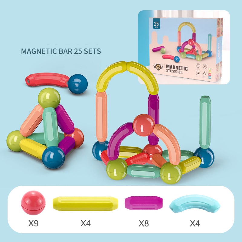 Hands-on magnetic building activity set, durable & safe for kids' STEM learning & imaginative play.