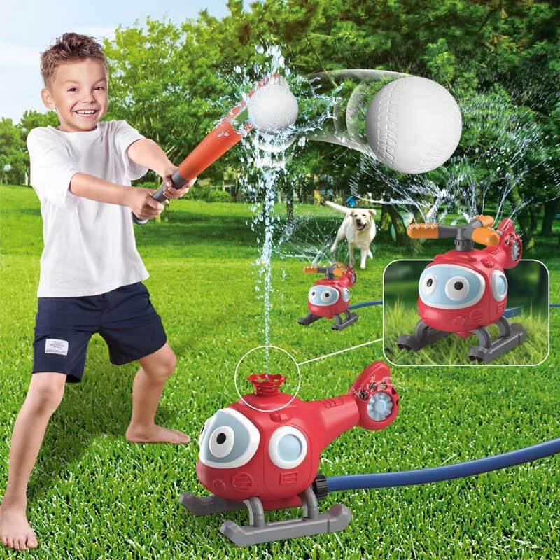 Kids' outdoor water sprinkler baseball game toy for active summer backyard fun.