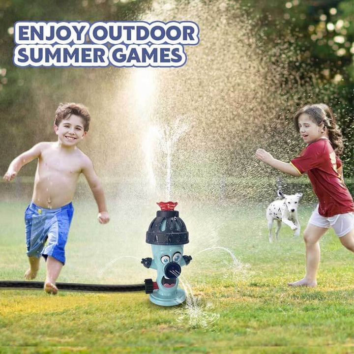 Children playing a water sprinkler baseball game, perfect for outdoor summer play.