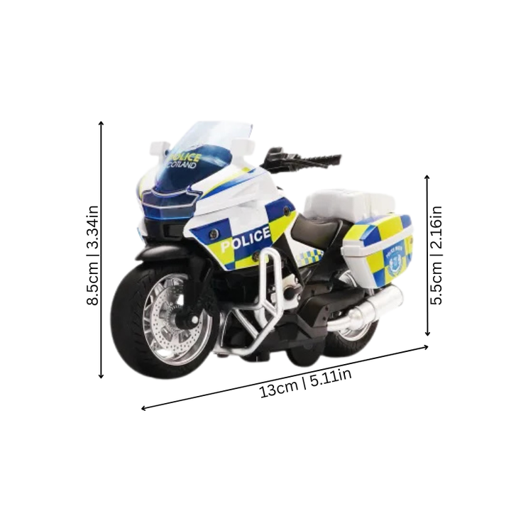 Durable pull-back motorcycle toy for kids, featuring vivid lights & playful music for interactive fun.