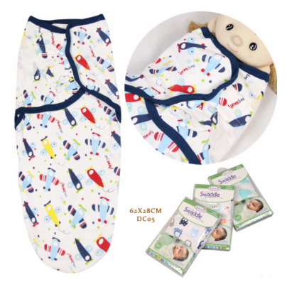 Newborn swaddle wrap sleep sack with adjustable hook & loop fasteners. Soft cotton for safe infant sleep.