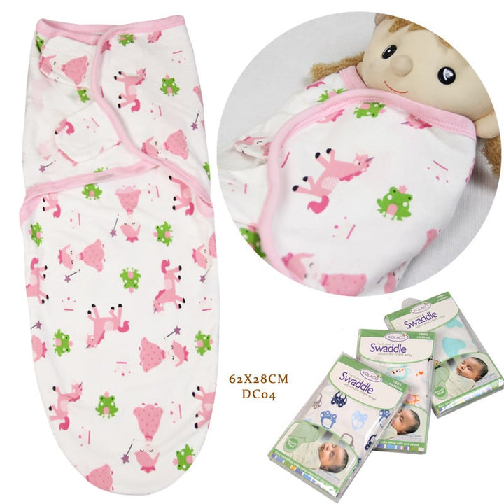 Breathable cotton newborn swaddle for secure, safe, & comfortable sleep. Hook & loop design.