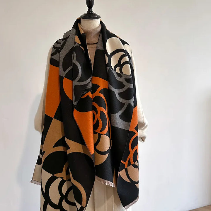 Soft cashmere blend reversible scarf for women, offering cozy warmth & a stylish look in winter.