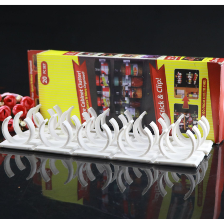 Vertical adhesive spice rack for cabinet or wall mount, perfect for narrow kitchen pantry spaces.