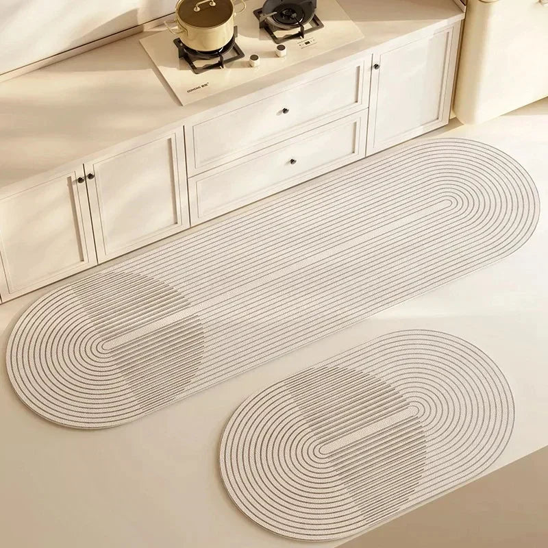Practical & stylish grey kitchen mat, provides cushioned comfort, anti-slip safety & absorbs spills.