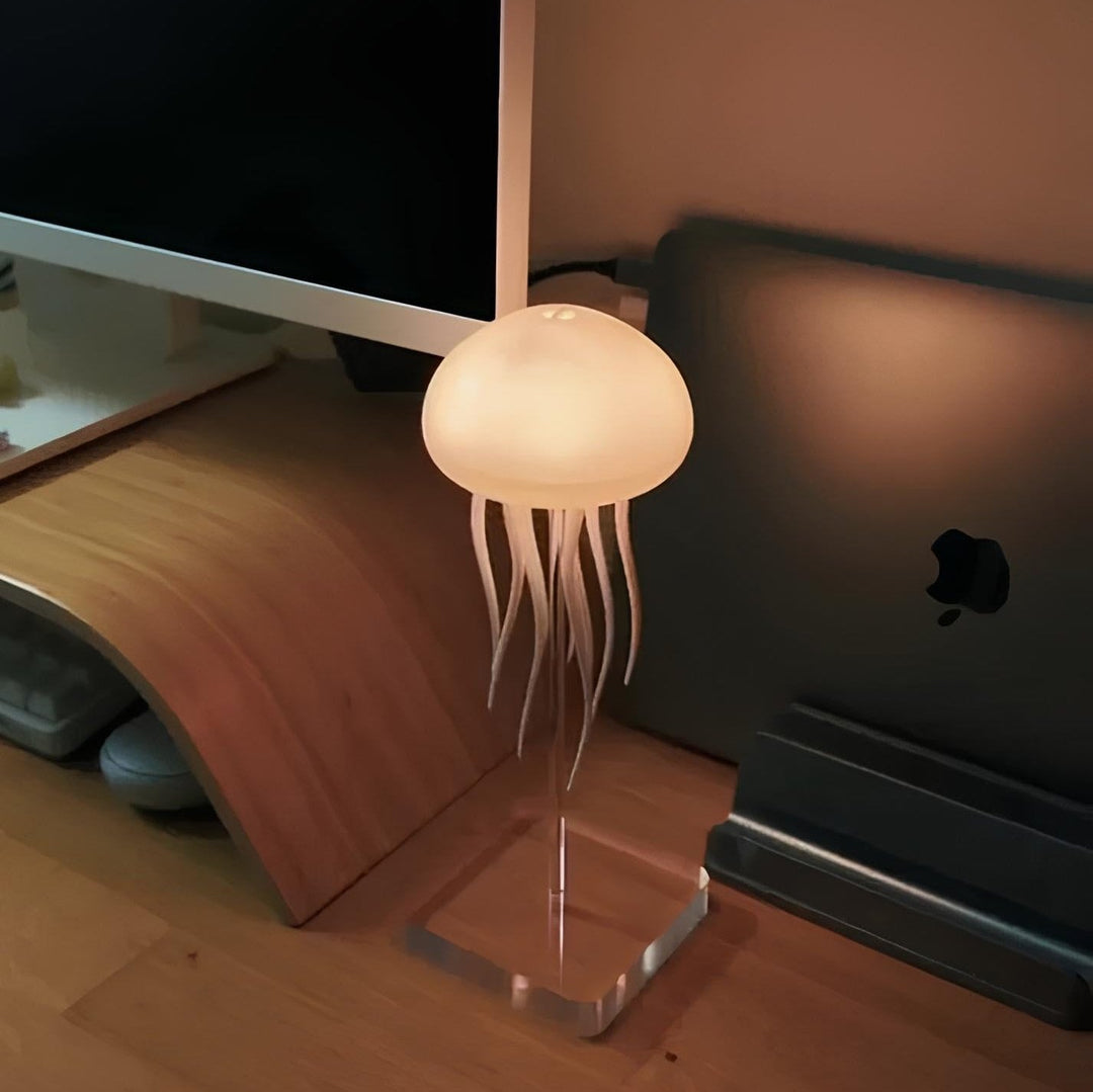 Elegant Medusa floating LED lamp, showcasing vibrant color-changing jellyfish for ambient lighting and relaxation.
