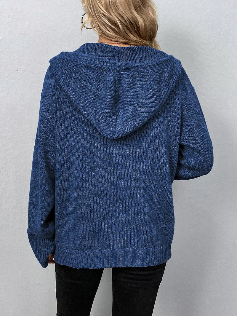 Elegant women's Sofia cardigan, warm knitted outerwear, perfect long sleeve for winter comfort.