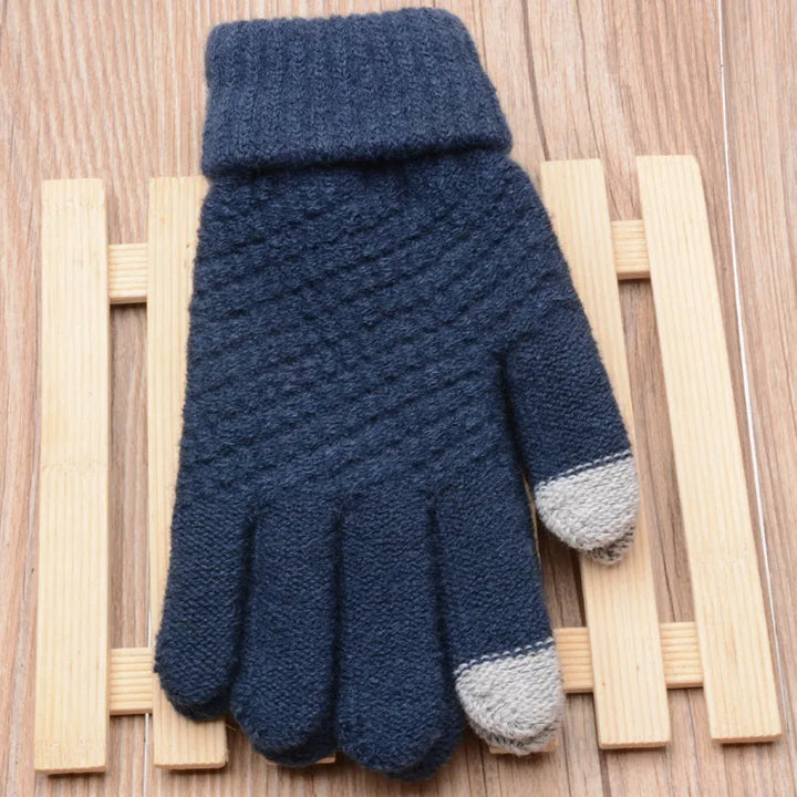 Versatile women's knitted touchscreen gloves, one size fits all comfort.