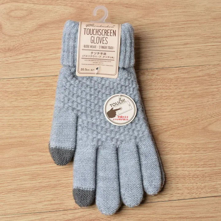 Knitted women's gloves, Amara style, with touchscreen capability for convenience.