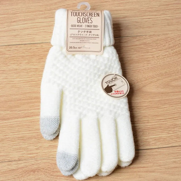 Everyday warm touchscreen gloves, knitted design for women, all winter long.